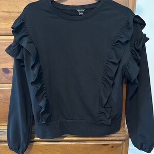 Ann Taylor black long sleeves ruffle tip
